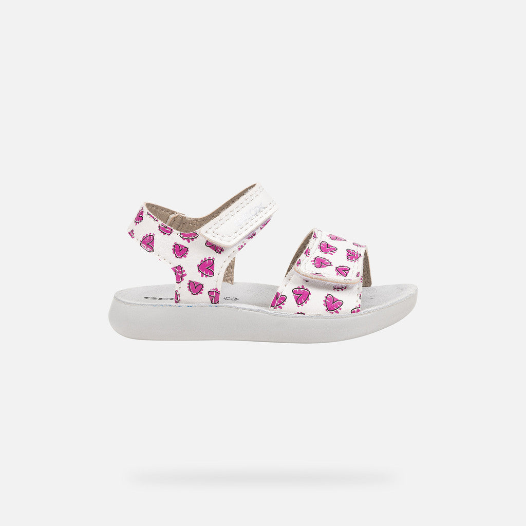 Toddler Girl's Lightfloppy White Fuchsia Strap Sandals: Breathable & Cushioned