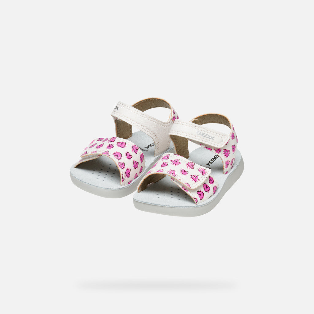 Toddler Girl's Lightfloppy White Fuchsia Strap Sandals: Breathable & Cushioned