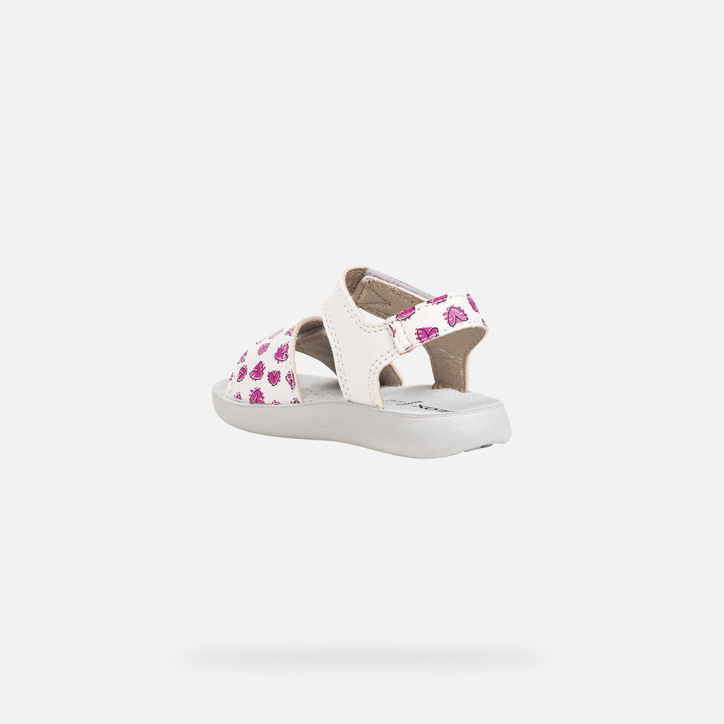 Toddler Girl's Lightfloppy White Fuchsia Strap Sandals: Breathable & Cushioned
