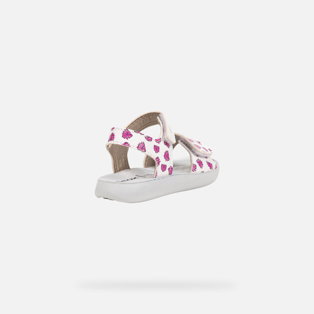 Toddler Girl's Lightfloppy White Fuchsia Strap Sandals: Breathable & Cushioned