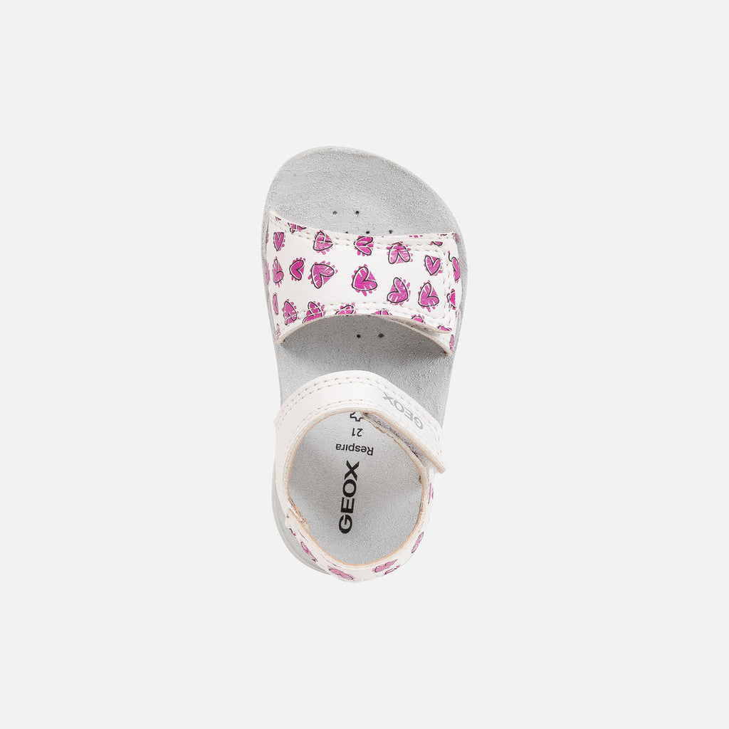 Toddler Girl's Lightfloppy White Fuchsia Strap Sandals: Breathable & Cushioned
