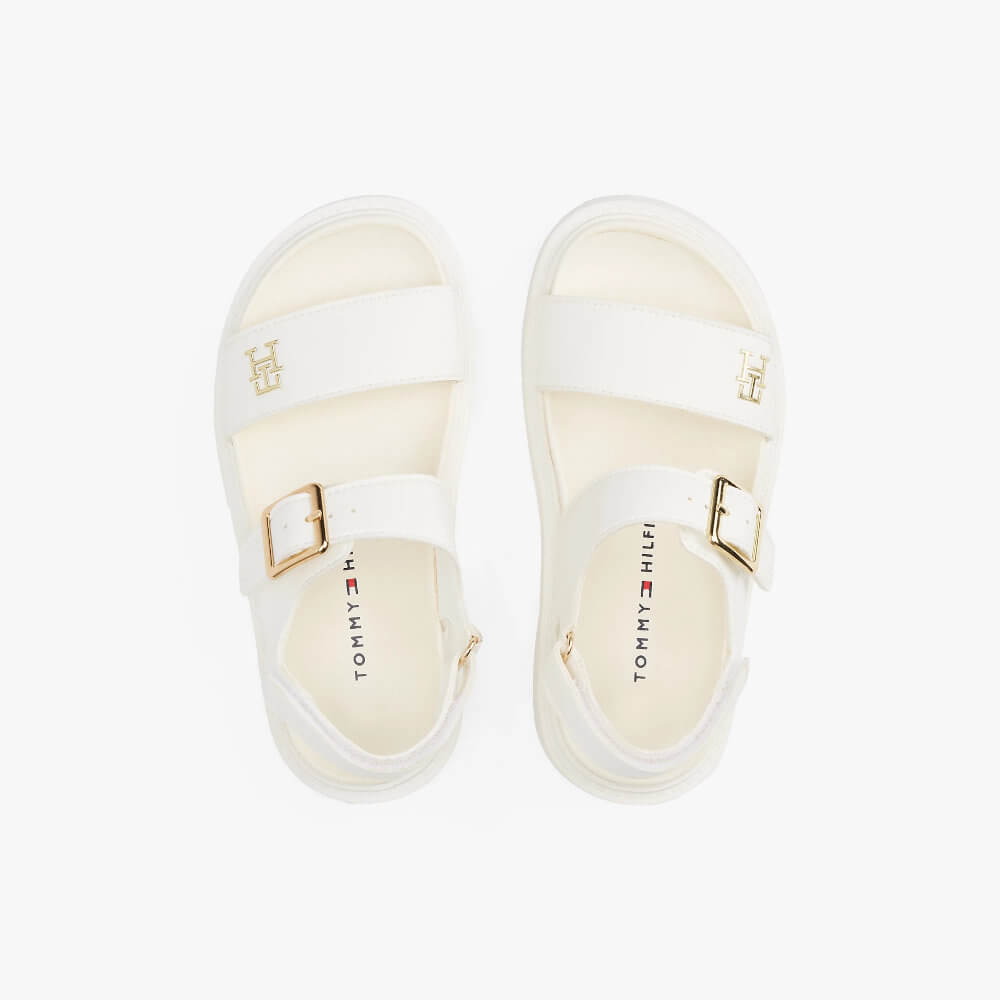 Tommy Hilfiger Girls' White Adjustable Strap Platform Sandals T3A2-33785-0326128