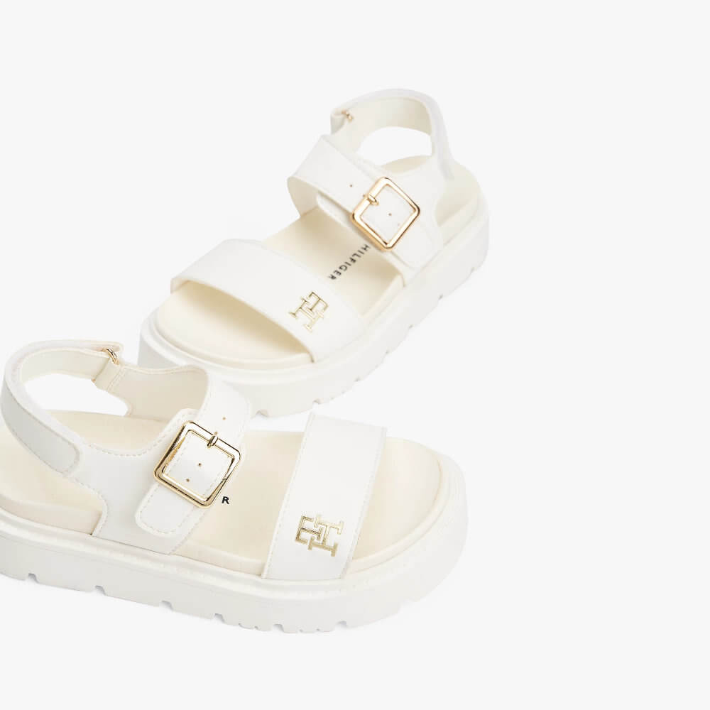 Tommy Hilfiger Girls' White Adjustable Strap Platform Sandals T3A2-33785-0326128