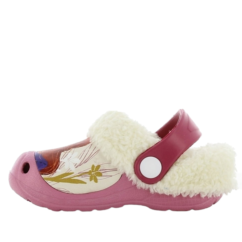 Frozen Kids Purple Clog Slippers Size 24-32 with Plush Interior