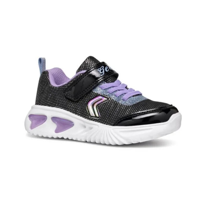 Geox Girls Light-Up Sneakers Black with Lilac Accents