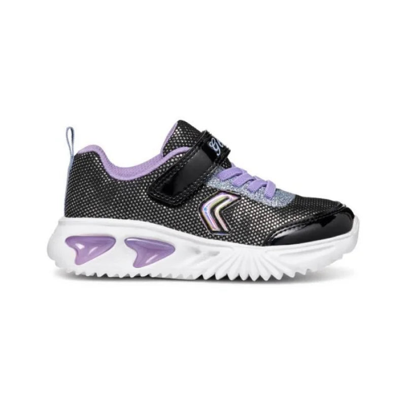 Geox Girls Light-Up Sneakers Black with Lilac Accents