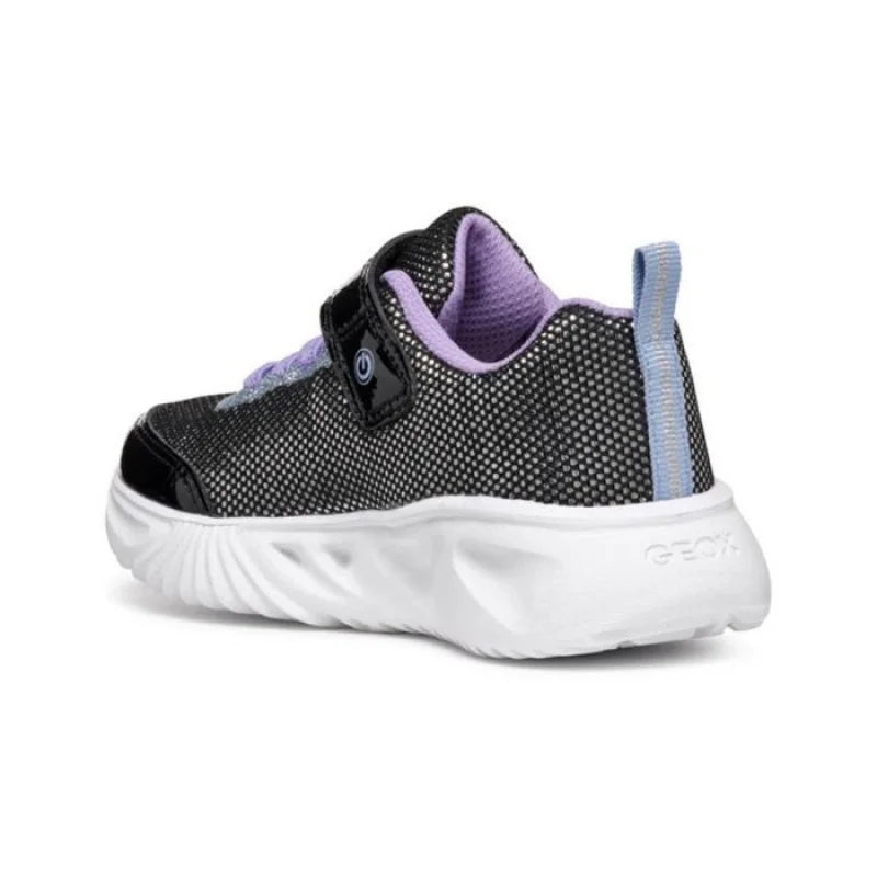 Geox Girls Light-Up Sneakers Black with Lilac Accents