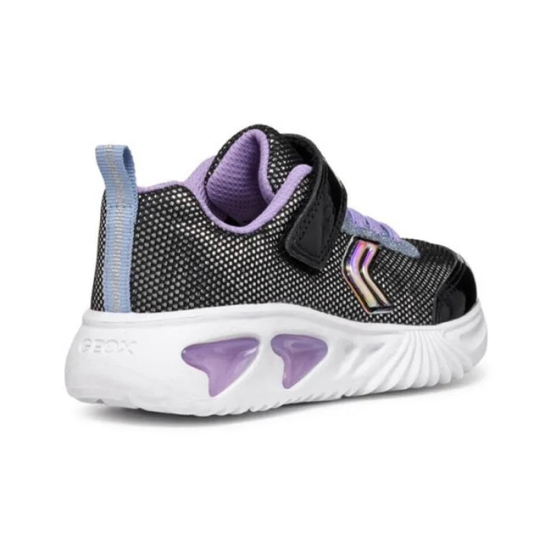 Geox Girls Light-Up Sneakers Black with Lilac Accents