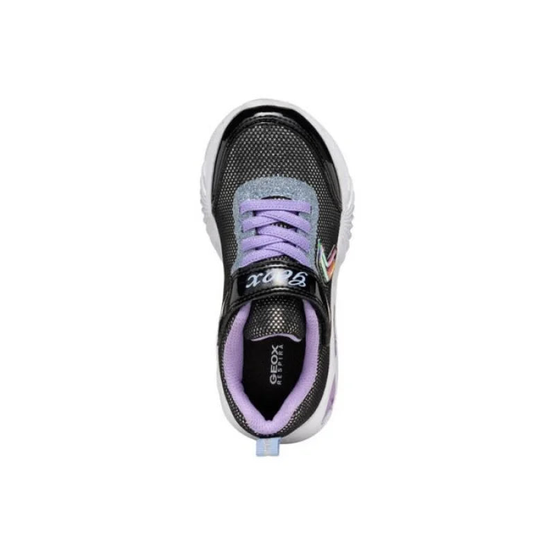 Geox Girls Light-Up Sneakers Black with Lilac Accents