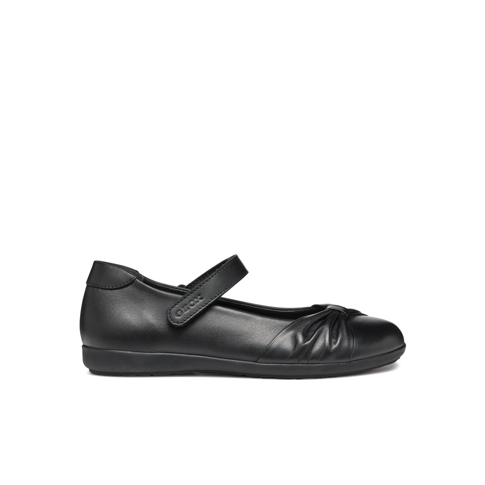 Geox J Iberide Girl Ballet Flat Black School Shoes
