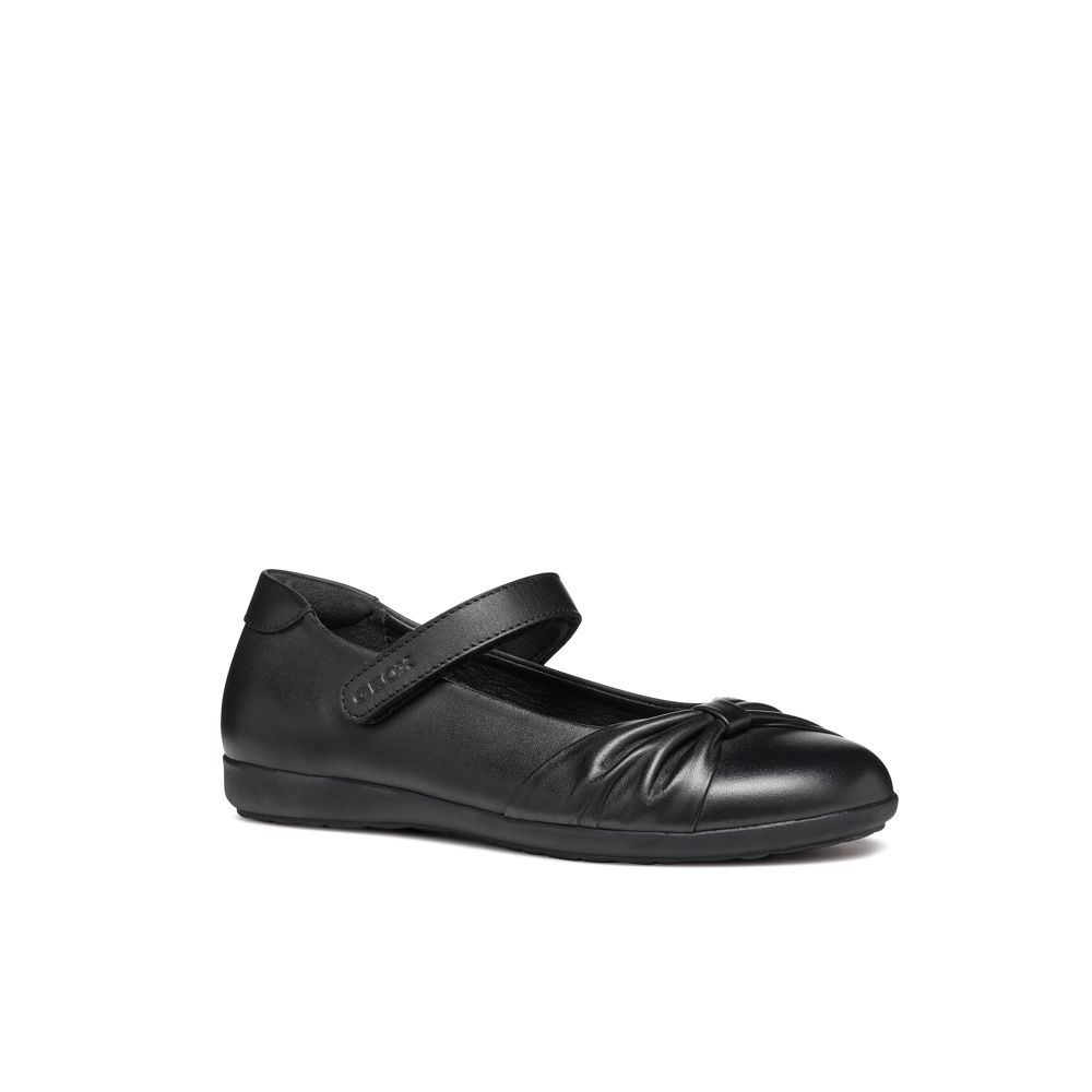 Geox J Iberide Girl Ballet Flat Black School Shoes