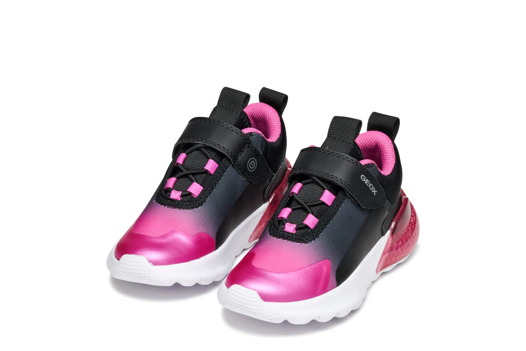 Geox J Activart Illuminus Girls' Light-Up Athletic Sneakers - Black/Pink j56lza