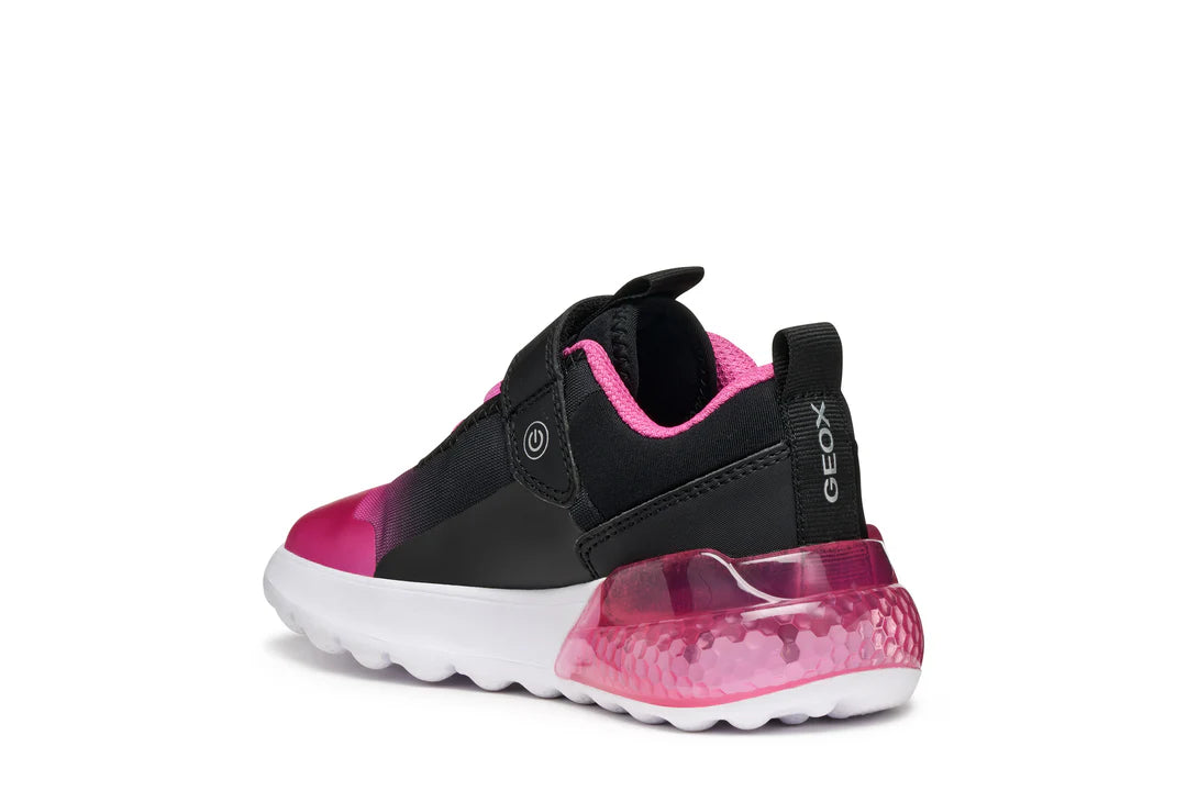 Geox J Activart Illuminus Girls' Light-Up Athletic Sneakers - Black/Pink j56lza