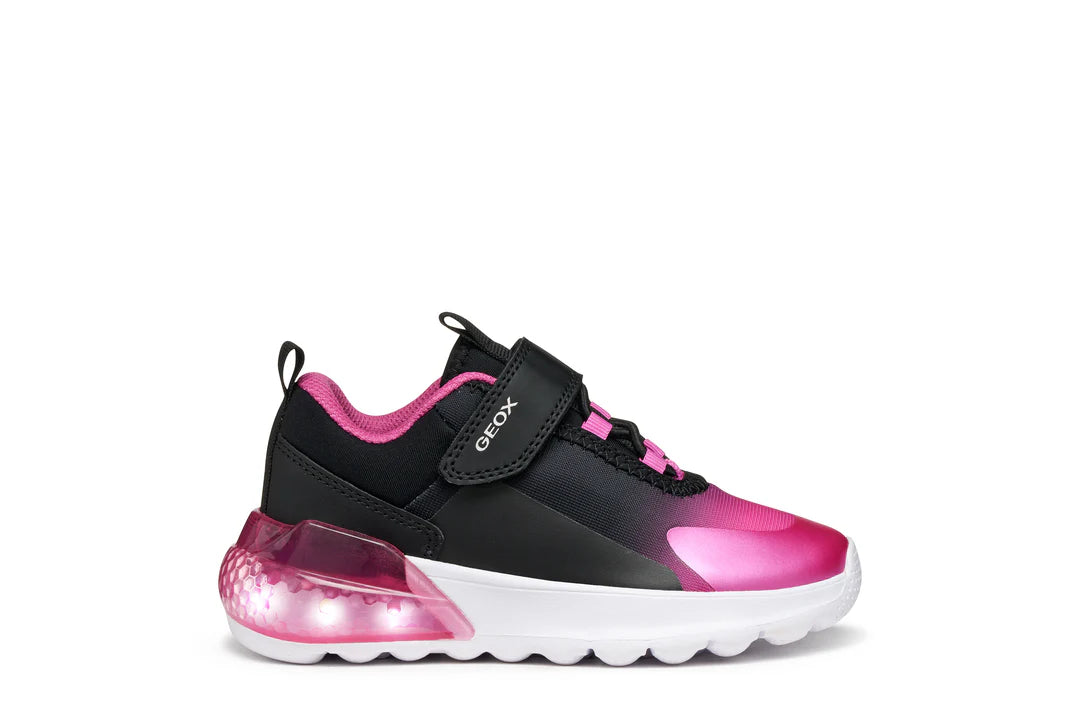 Geox J Activart Illuminus Girls' Light-Up Athletic Sneakers - Black/Pink j56lza
