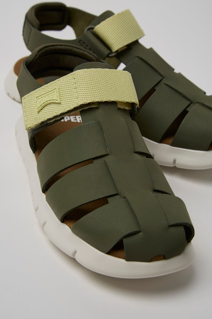 Camper Oruga Kids' Multicolor Leather Textile Sandals with Hook-and-Loop Closure