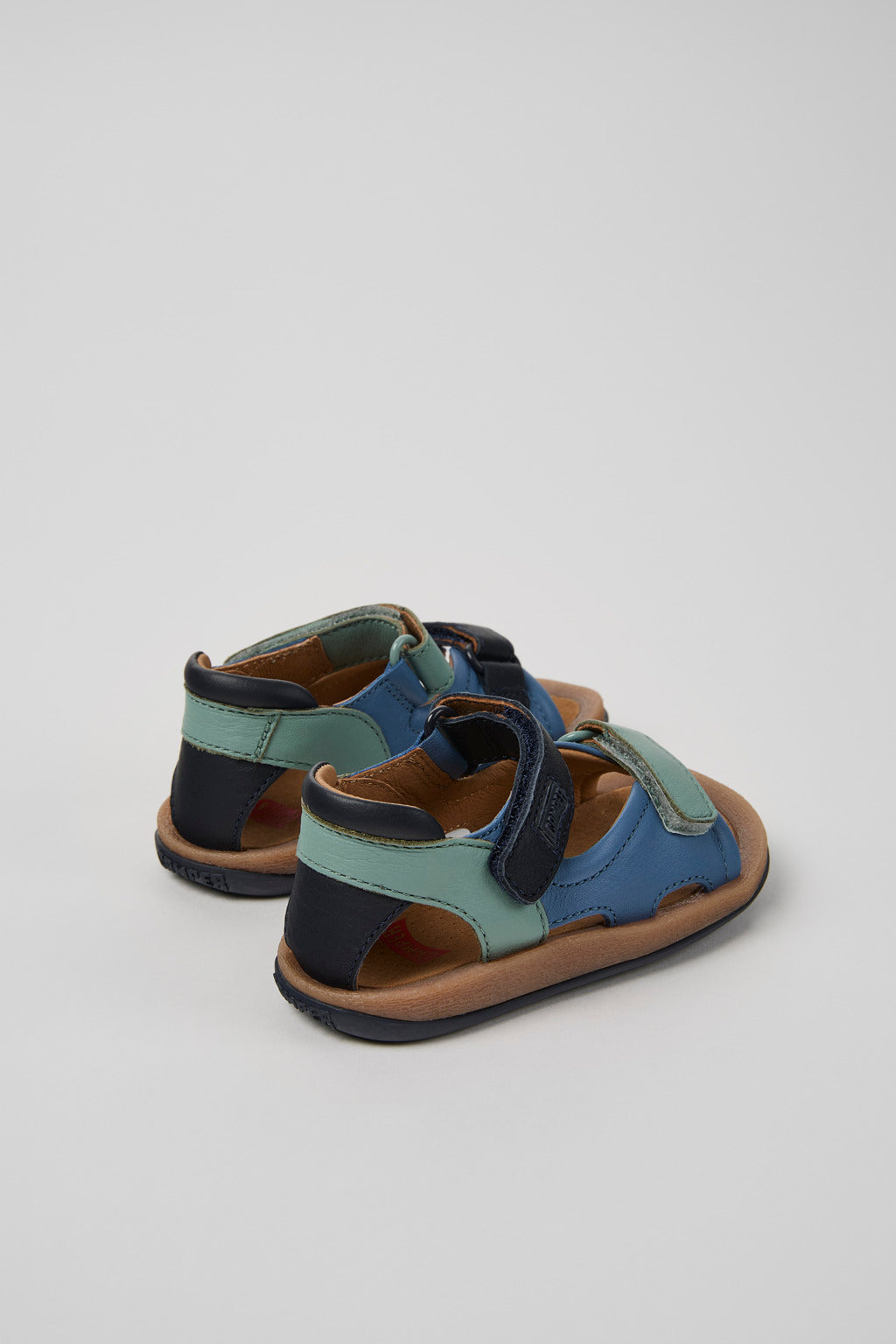 Camper Twins Kids' Multicolor Leather Sandals with Hook & Loop System