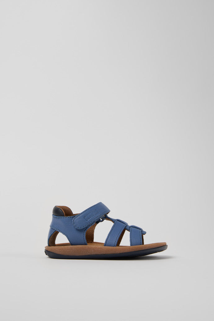 Camper Bicho Kids' Blue Leather Sandals with Hook & Loop Fastening