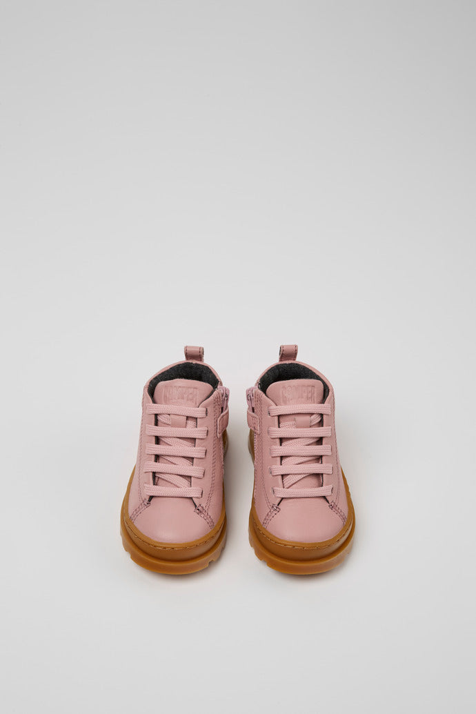 Camper Brutus Kids Pink Leather Ankle Boots | OrthoLite Recycled Footbed