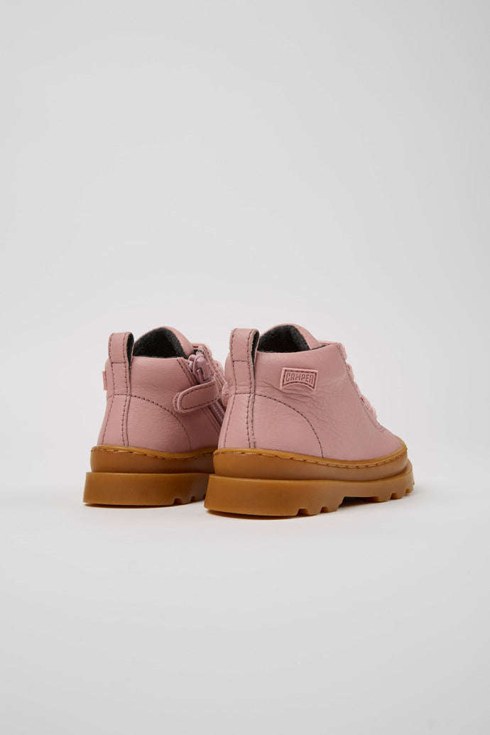 Camper Brutus Kids Pink Leather Ankle Boots | OrthoLite Recycled Footbed