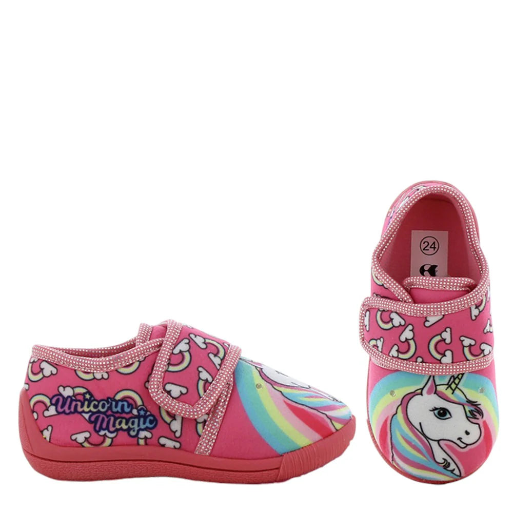 Disney Girls' Cozy Fuchsia Light-Up Unicorn Magic Slippers with Soft Sole 000455