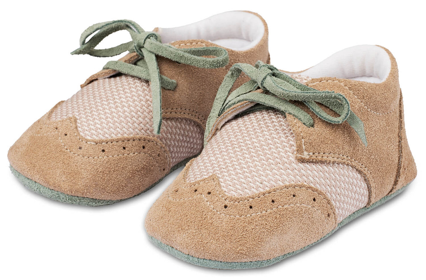 Babywalker Beige Mint Baptism Sneakers for Infants Size 16-19