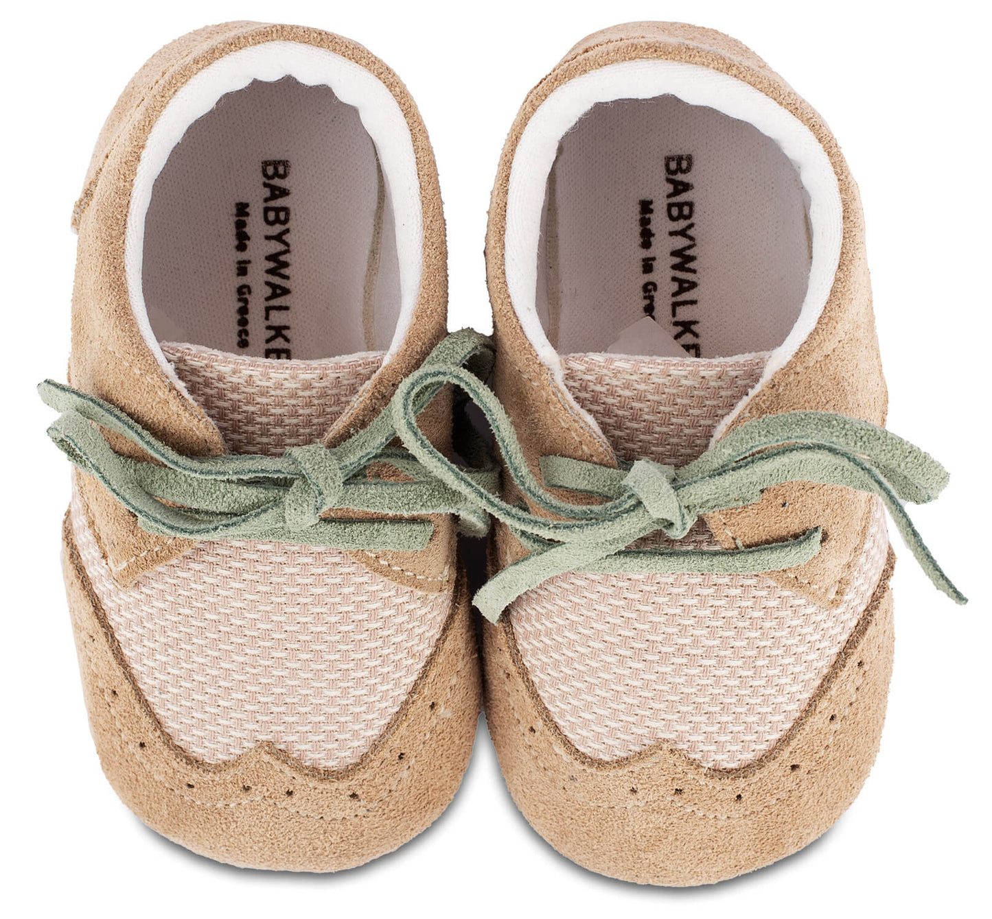 Babywalker Beige Mint Baptism Sneakers for Infants Size 16-19