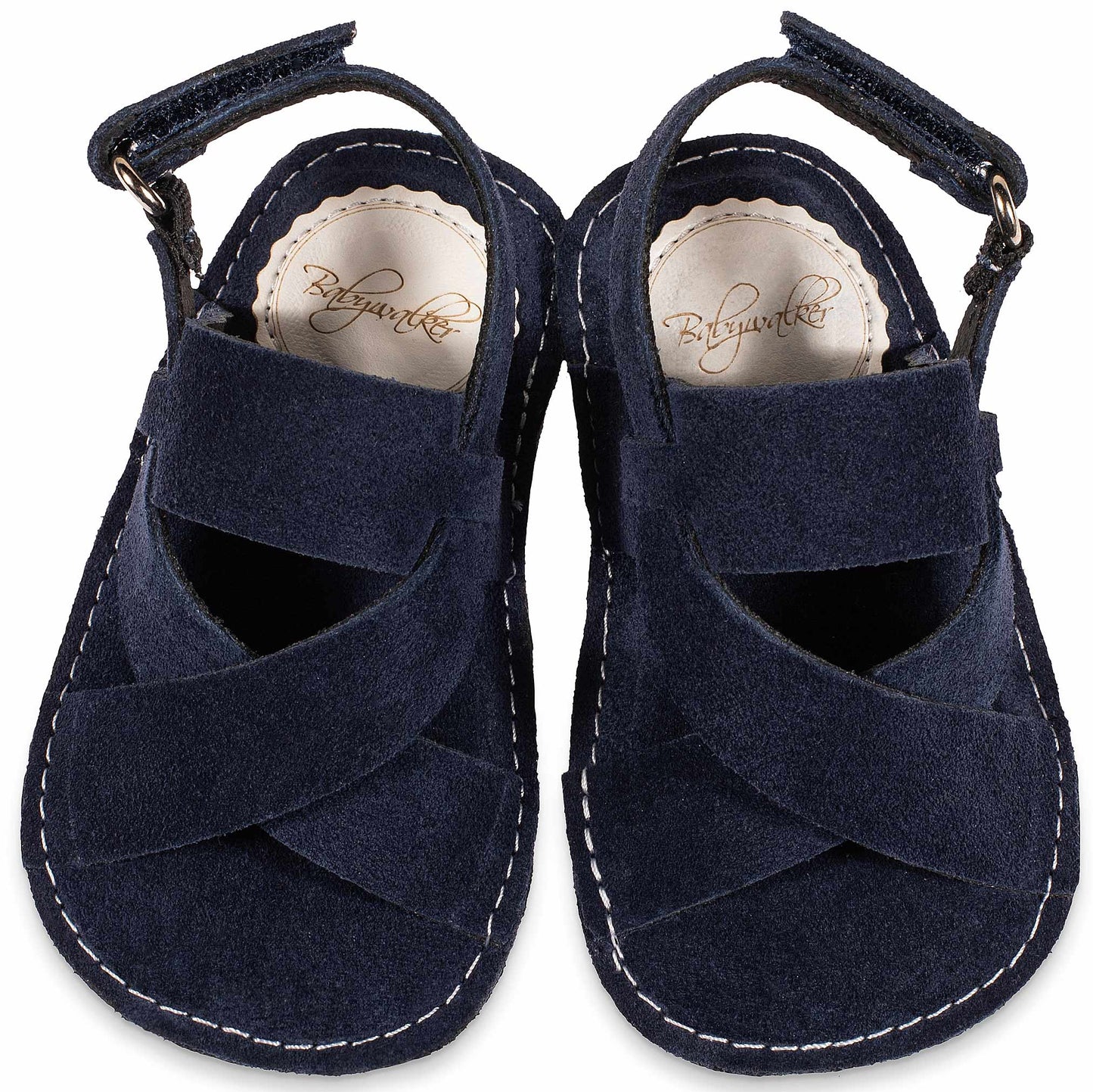 Babywalker Blue Suede Baby Sandals - Soft Cross-Strap Buckle Shoes
