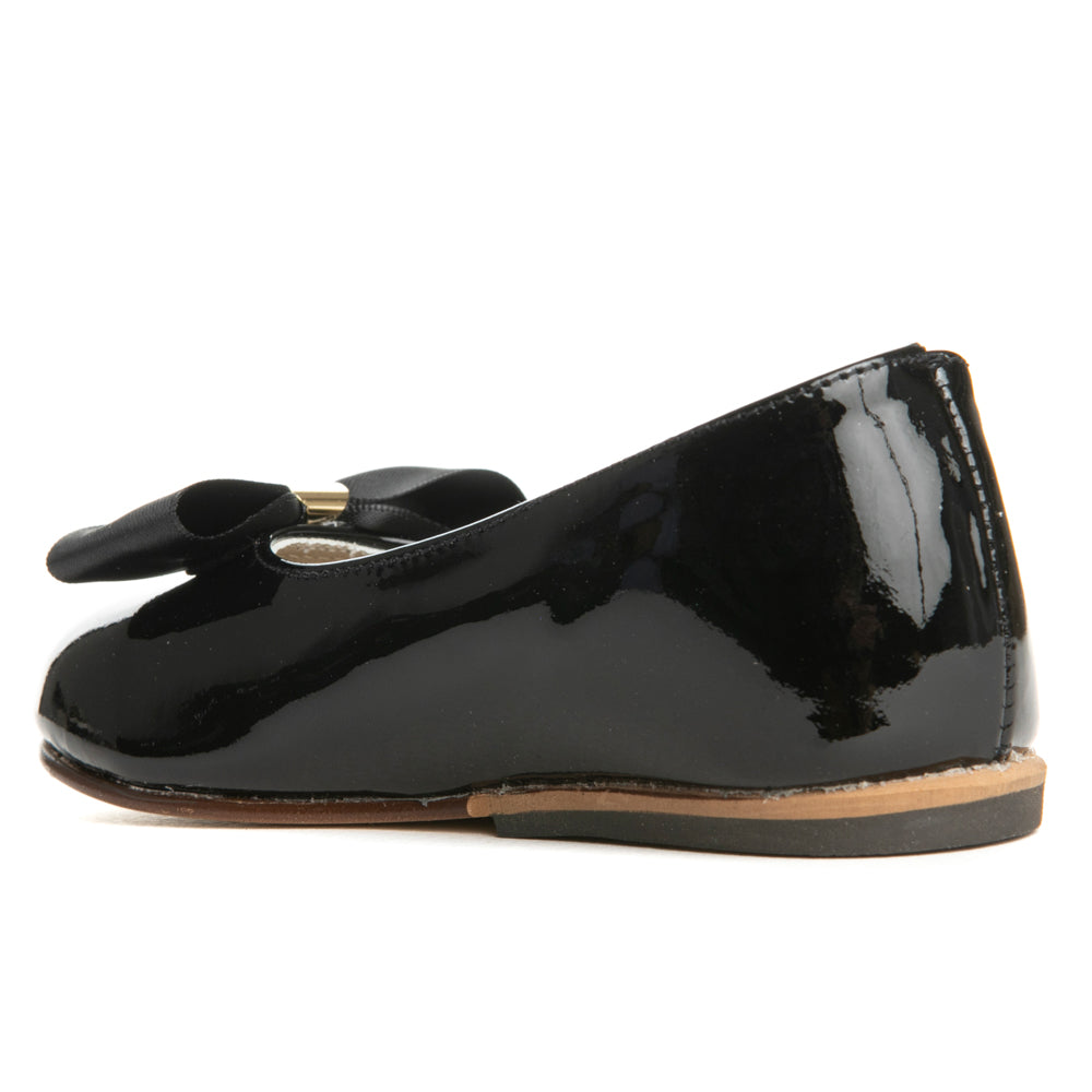 Babywalker Girls' Shiny Black Patent Leather Ballet Flats with Bow