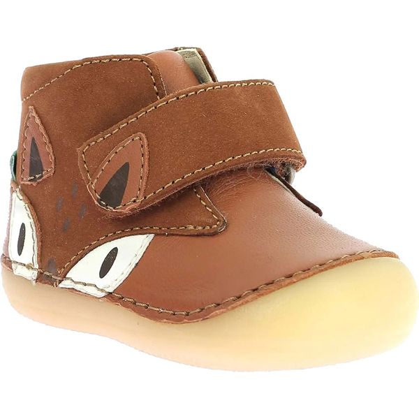 Kickers Sabio 961546 Kids' Brown Leather Ankle Boots with Fox Design