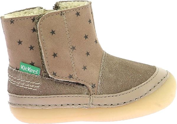 Kickers Sokifaune Kids Brown Leather Star Patterned Ankle Boots EU 26