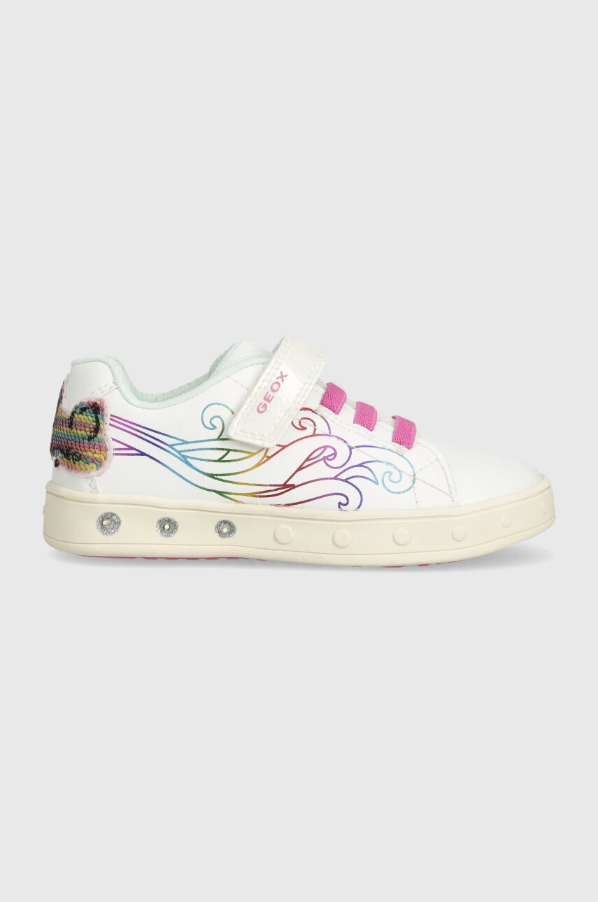 Geox Kids' White Light-Up Breathable Sneakers: Easy-On, Comfortable, Durable Everyday Footwear
