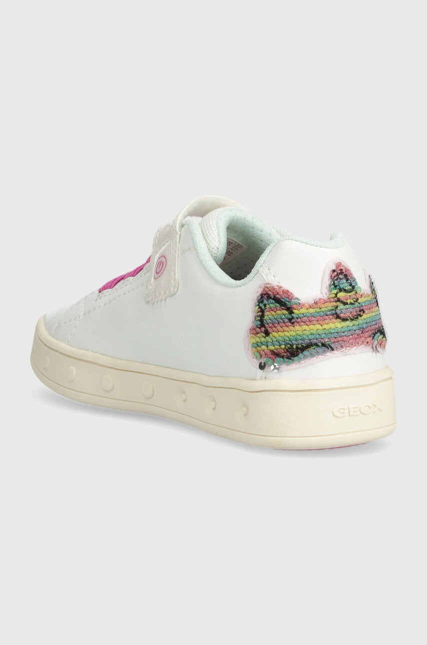 Geox Kids' White Light-Up Breathable Sneakers: Easy-On, Comfortable, Durable Everyday Footwear
