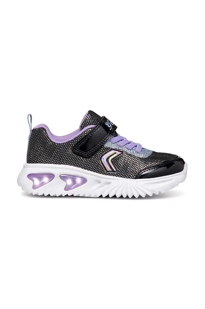 Geox Girls Light-Up Sneakers Black with Lilac Accents J45E9A