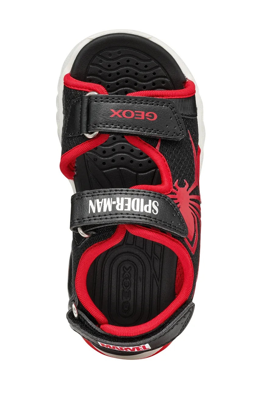 Geox Ciberdron Kids' Black Light-Up Sandals with Breathable Velcro Closure