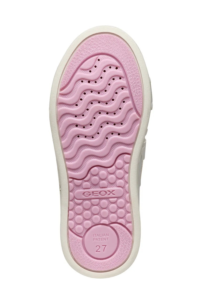 Geox Skylin Kids' Breathable Light-Up Sneakers - White Athletic Shoes for Girls