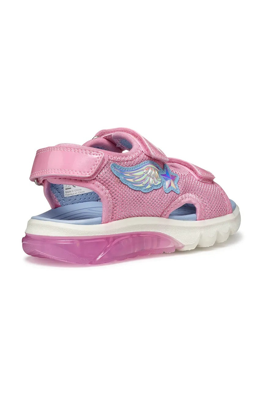 Geox Ciberdron Kids' Breathable Light-Up Pink Sandals with Velcro Straps