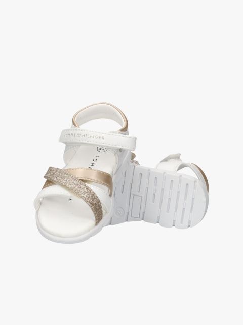 Kids' Sparkle Glitter Strap Metallic Sandals with Adjustable Hook-and-Loop Closure