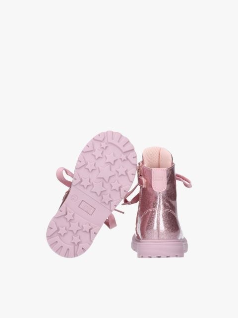 Tommy Hilfiger Shiny Pink Kids Laced Ankle Boots Cotton Blend Comfort