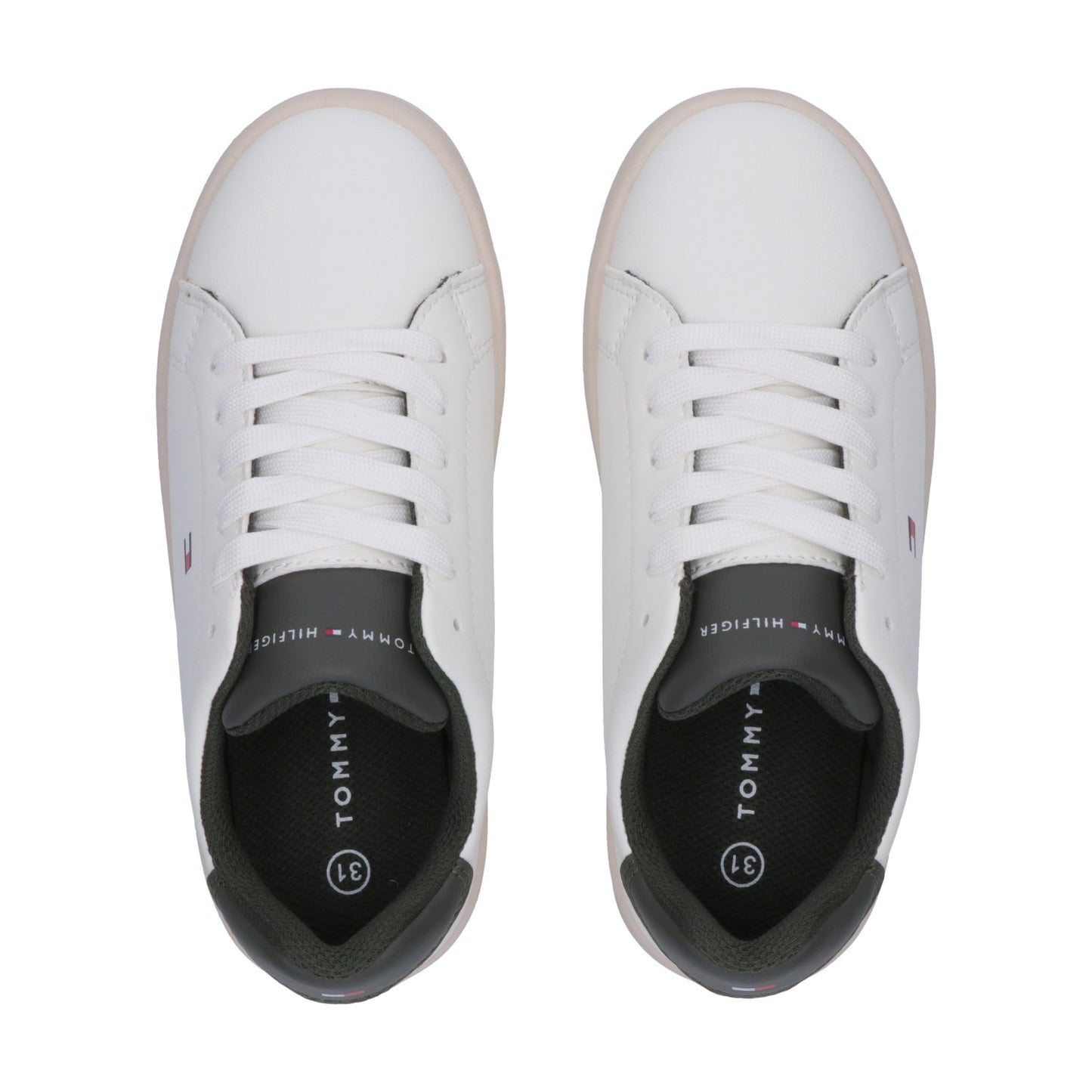 Tommy Hilfiger White Green Eco Leather Sneakers T3X9-34073-1355