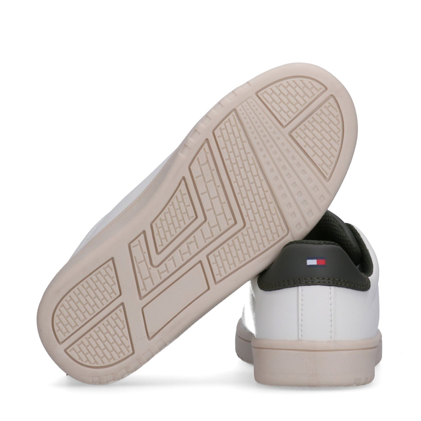 Tommy Hilfiger White Green Eco Leather Sneakers T3X9-34073-1355