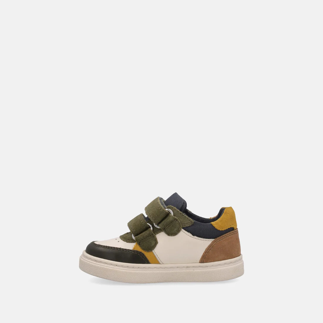 Geox Nashik Ivory Green boys' Breathable Leather Sneakers B465NC