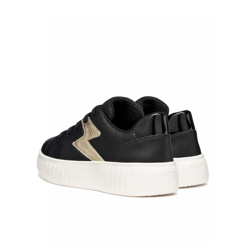 GEOX Mikiroshi Girls' Black & Gold Glitter Comfortable Breathable Kids Sneakers