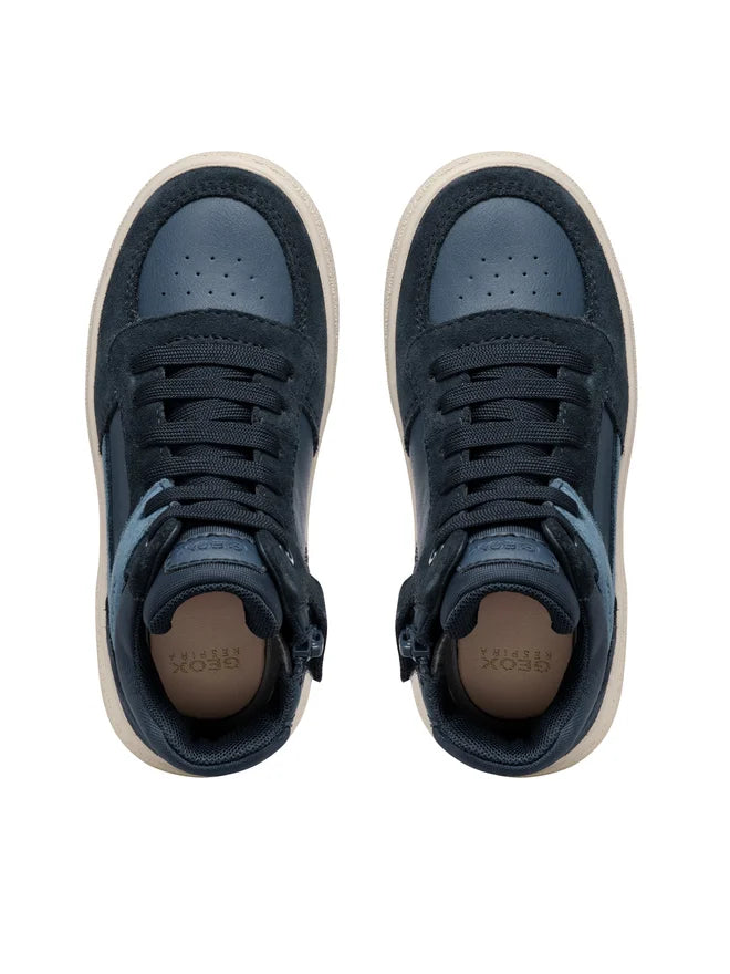Geox boys' Navy Blue Athletic High-Top Sneakers J46LDC