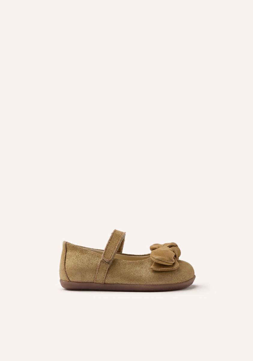 Gioseppo Kids' Barefoot Gold Suede Leather Ballet Flats - Flexible Natural Step