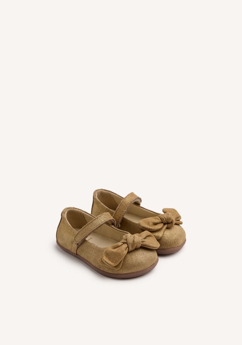 Gioseppo Kids' Barefoot Gold Suede Leather Ballet Flats - Flexible Natural Step