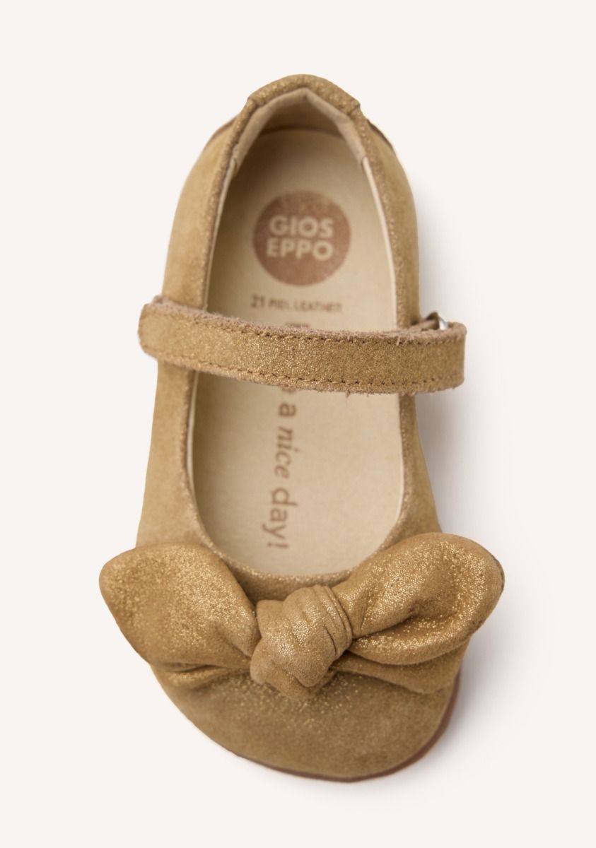 Gioseppo Kids' Barefoot Gold Suede Leather Ballet Flats - Flexible Natural Step