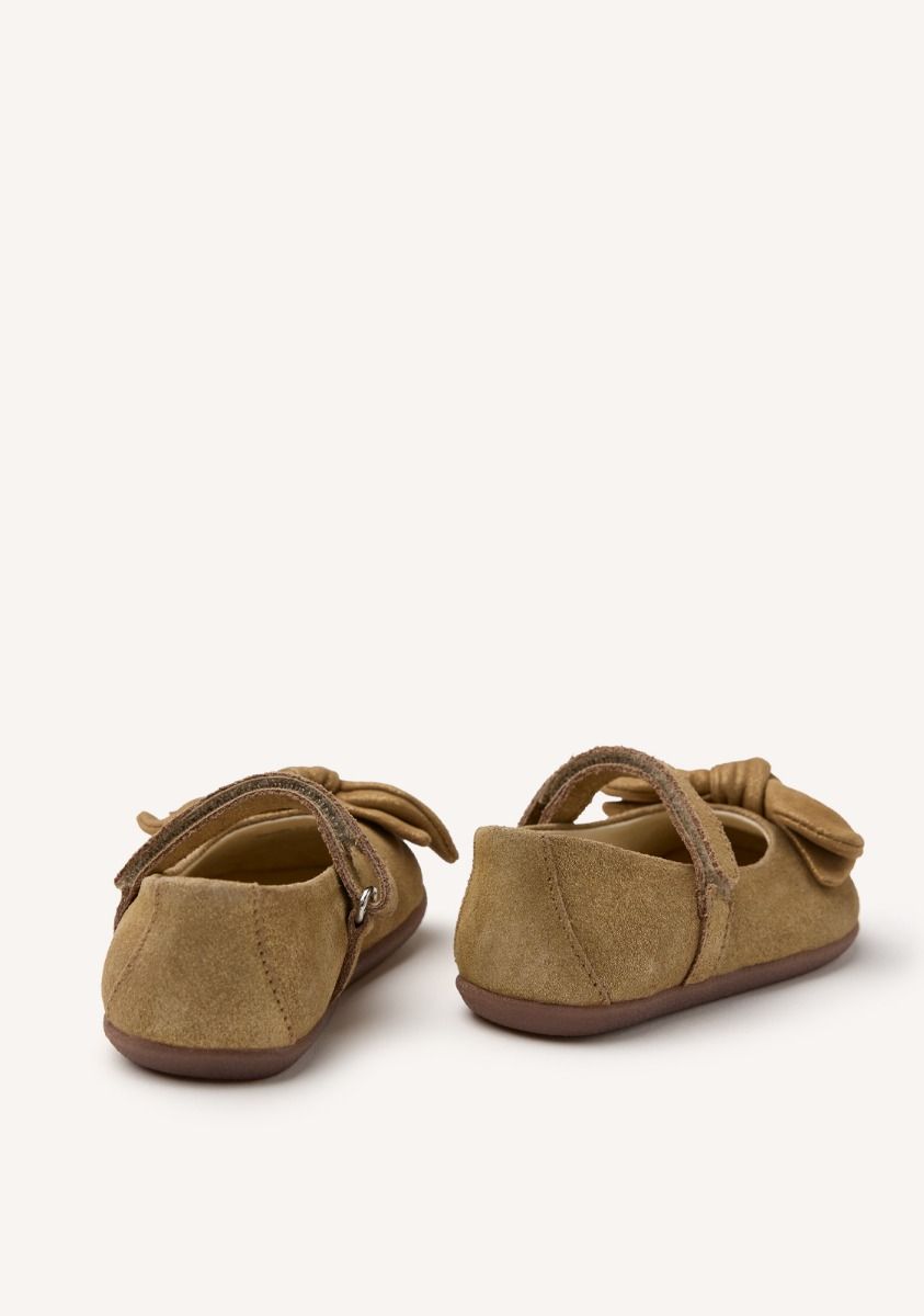 Gioseppo Kids' Barefoot Gold Suede Leather Ballet Flats - Flexible Natural Step