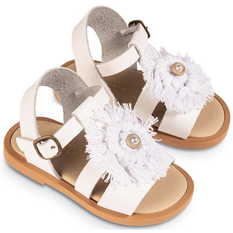 Babywalker GR0102 White Leather Sandal with Boho Handmade Decoration