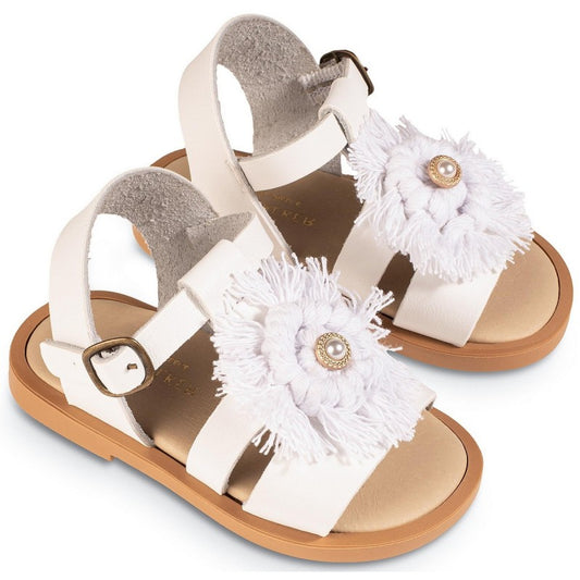 Babywalker GR0102 White Leather Sandal with Boho Handmade Decoration