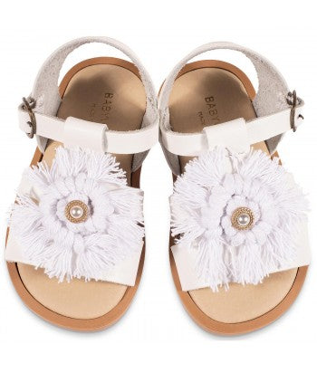 Babywalker GR0102 White Leather Sandal with Boho Handmade Decoration